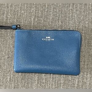 Coach Blue Leather Zip Wristlet
